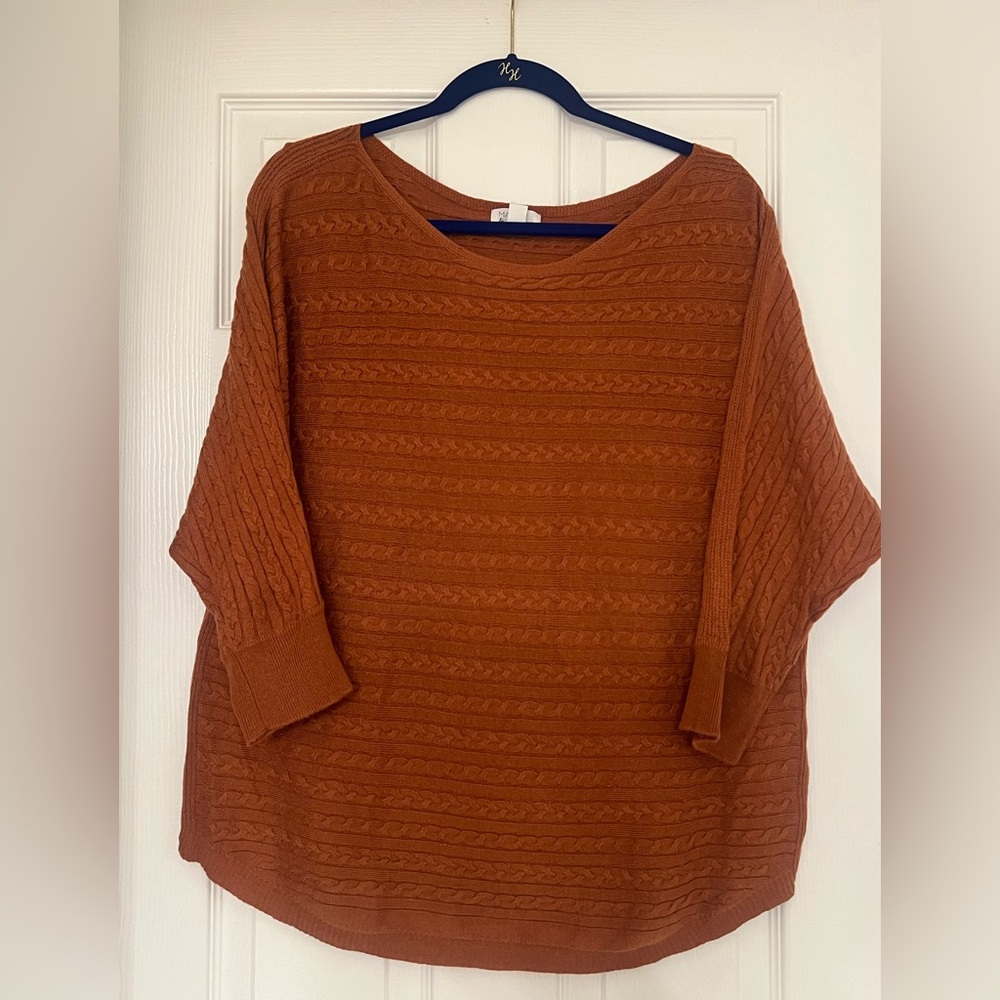 Market & Spruce Women's Cable Knit Sweater - Burnt Orange